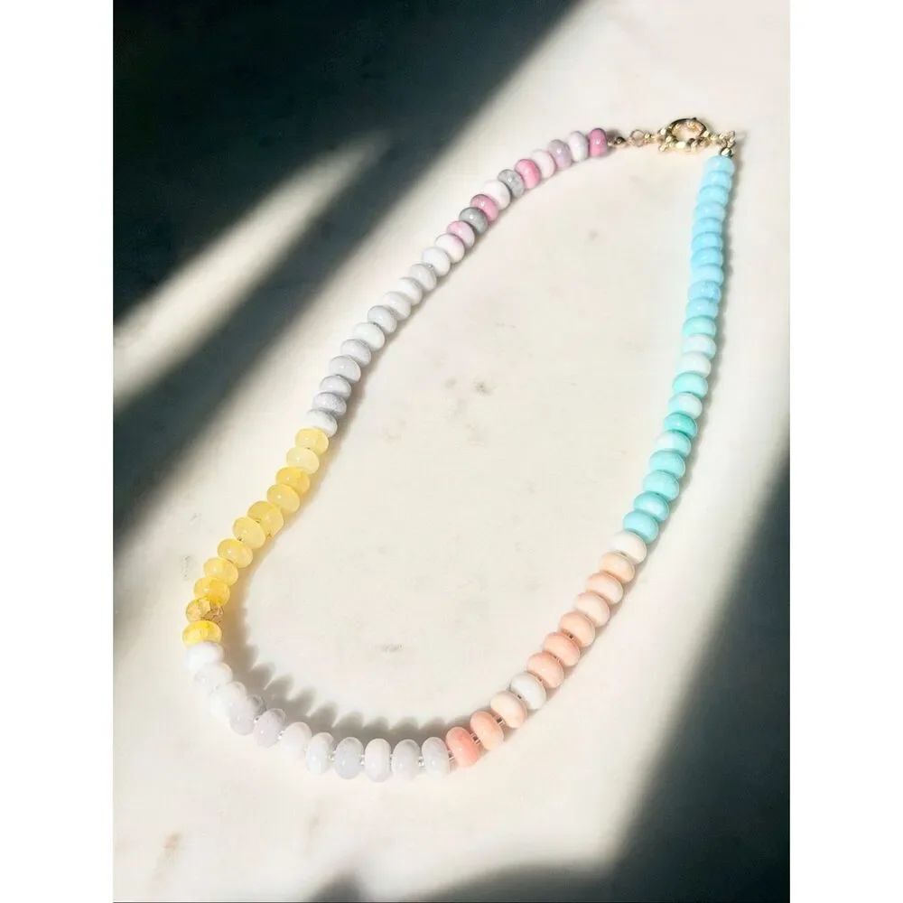 Seaside Gelato Pastel Beaded Necklace Coastal Jewelry